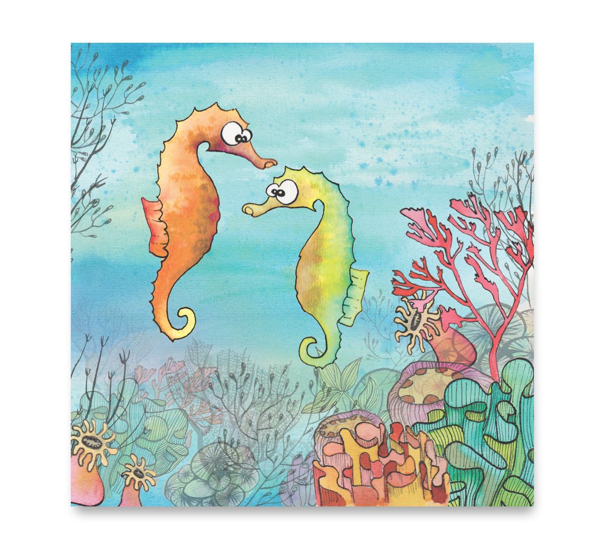 Handgemaakte wenskaart - Zeepaardjes - Mags Up Your Mind